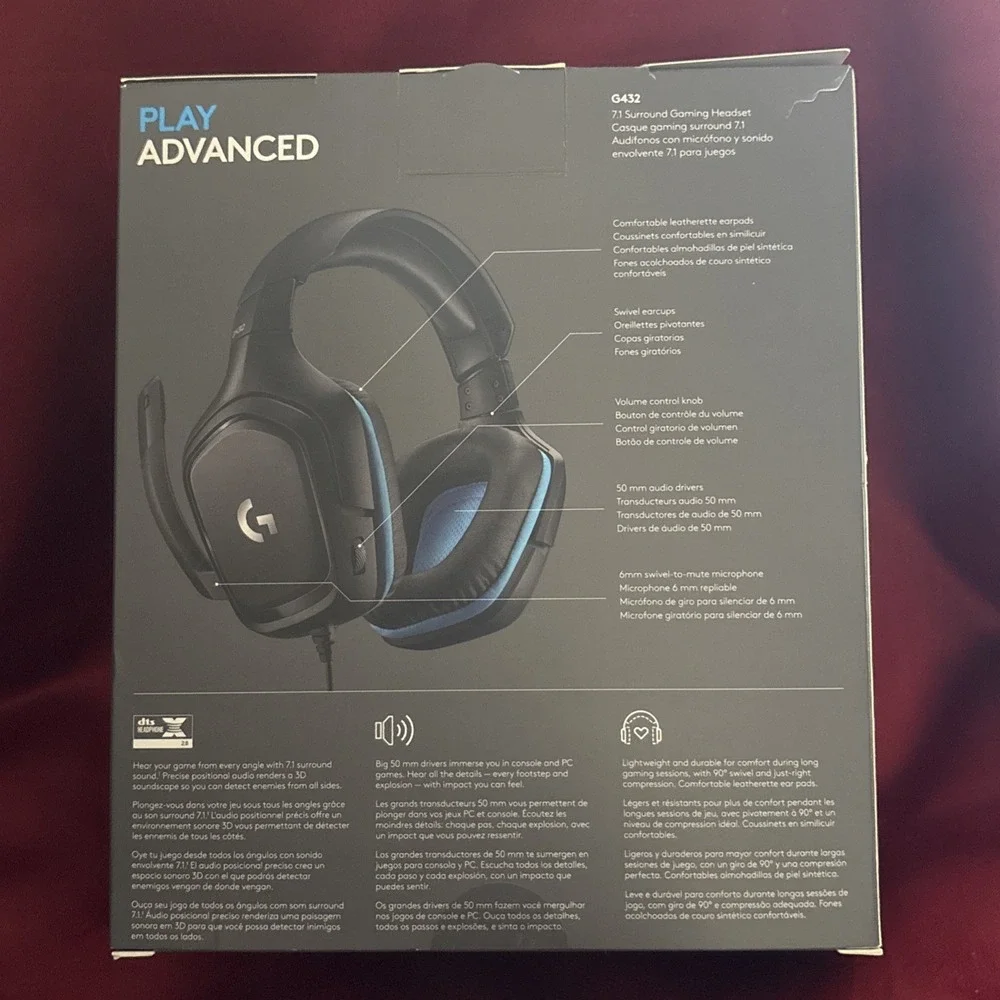 Logitech Gaming Headset OS Black G432 7.1 Surround Sound Wired 3.5mm Jack